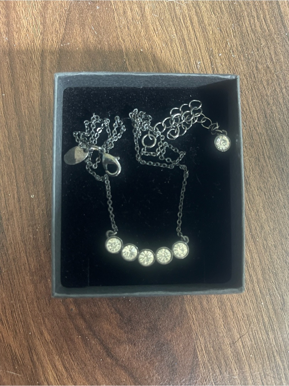 Delicate Silver-Tone Crystal Bar Necklace - Women Jewelry
